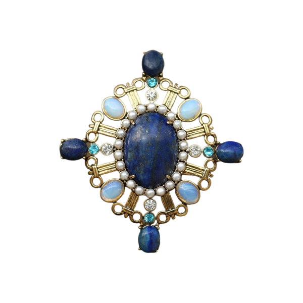 Art Déco Oval Lapis Lazuli Pin