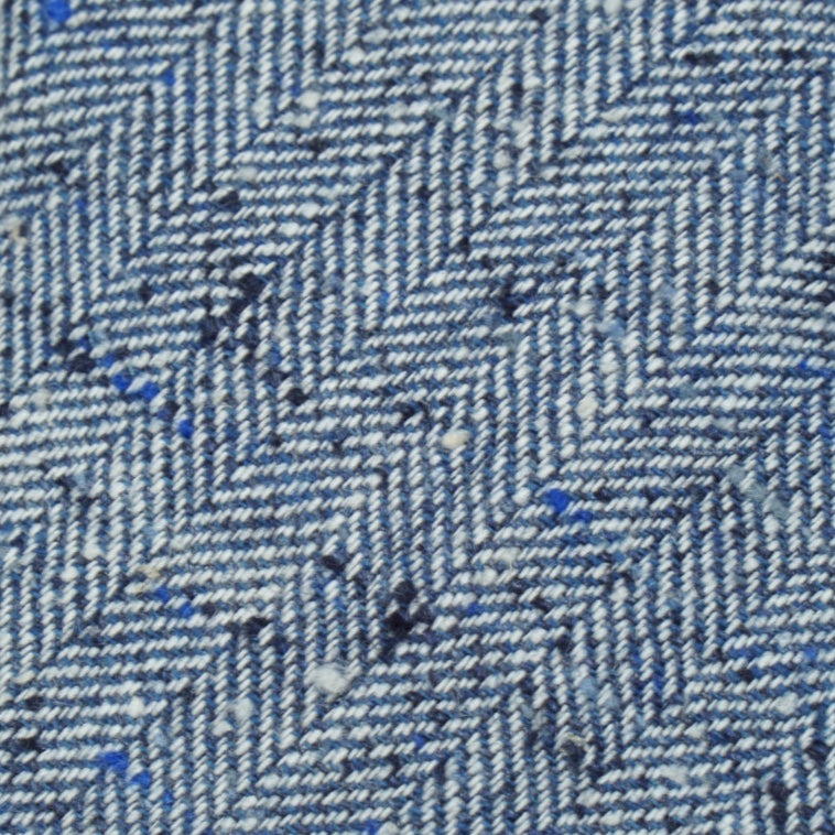 Blue Herringbone Silk Wool Tie