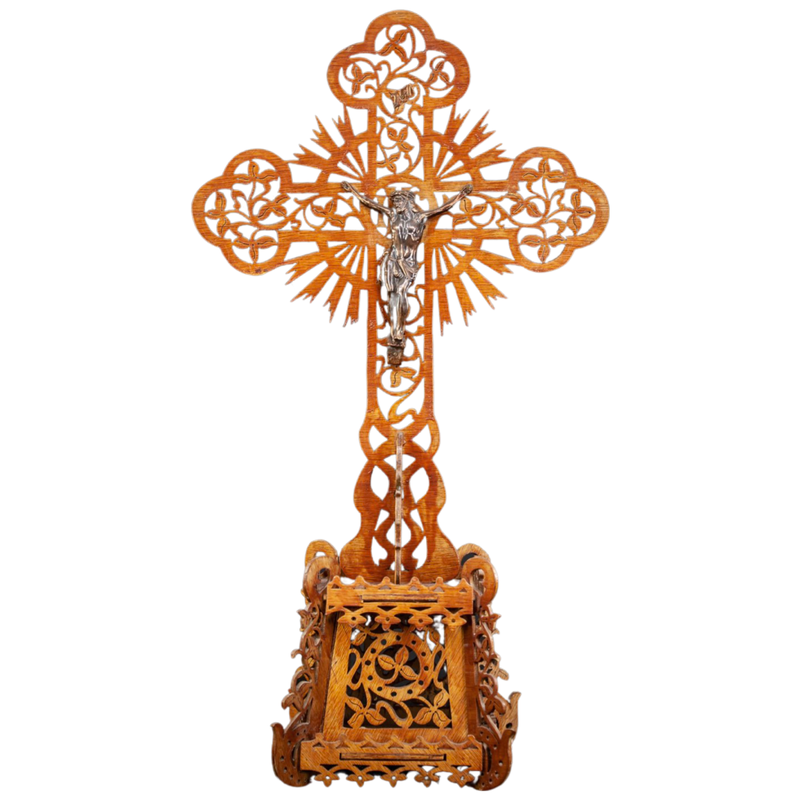 Vintage Wooden Tramp Art Cross