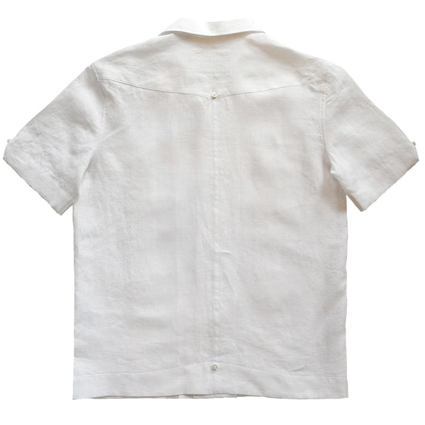 White Linen Guayabera Short Sleeve Shirt