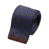 Blue & Brown Silk Knitted Tie
