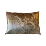 Reversible Golden Silver Silk Obi Cushion