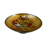 Vintage Cloisonné Brass Bowl with Bird & Flowers