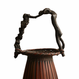 Tall Antique Japanese Bamboo Ikebana Basket with Natural Root Handle