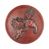Vintage Hand-Carved Foo Lion Lacquer Plate