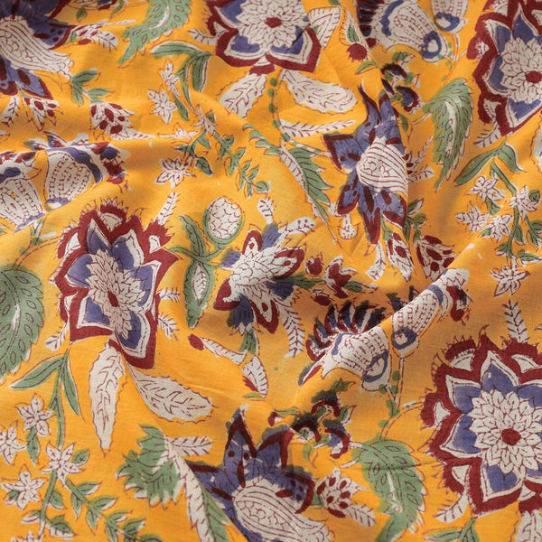 TURMERIC YELLOW FLORAL HAND BLOCK PRINT