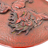 Vintage Hand-Carved Foo Lion Lacquer Plate