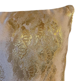Reversible Golden Silk Obi Cushion - Flowers II