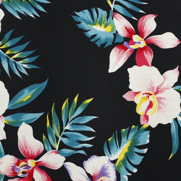 Orchid Flower Print - Black