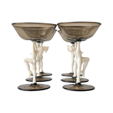 Art Deco Smoky Glass Cordial Set