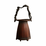 Tall Antique Japanese Bamboo Ikebana Basket with Natural Root Handle
