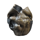 Vintage Postmodernist Crumpled Metallic Glazed Sculptural Vase
