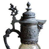 Vintage Baroque Glass and Pewter Carafe Wine Decanter