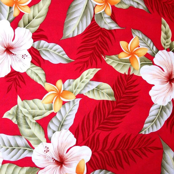 MAKAHA RED HAWAIIAN RAYON