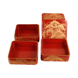 Vintage Japanese Hon-Shu-Nuri Kin Makie Jubako Stacking Lacquer Box
