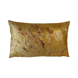Reversible Golden Silk Obi Cushion - Cranes