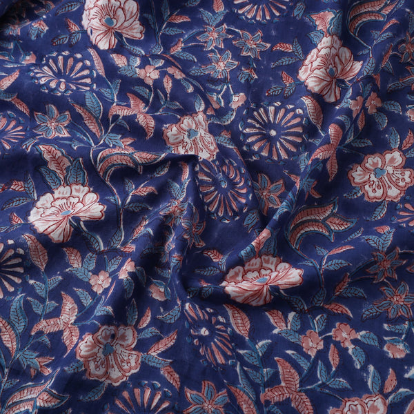 BLUE / PINK FLORAL HAND BLOCK PRINT