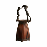 Tall Antique Japanese Bamboo Ikebana Basket with Natural Root Handle
