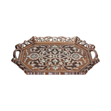 Walnut Wood & Mother of Pearl Inlay Serving Tray