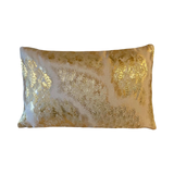 Reversible Golden Silk Obi Cushion - Flowers II