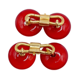 Antique 1920’s French cufflinks buttons set 18k gold set with carnelian