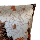 Red Reversible Golden Silk Obi Cushion - Flowers
