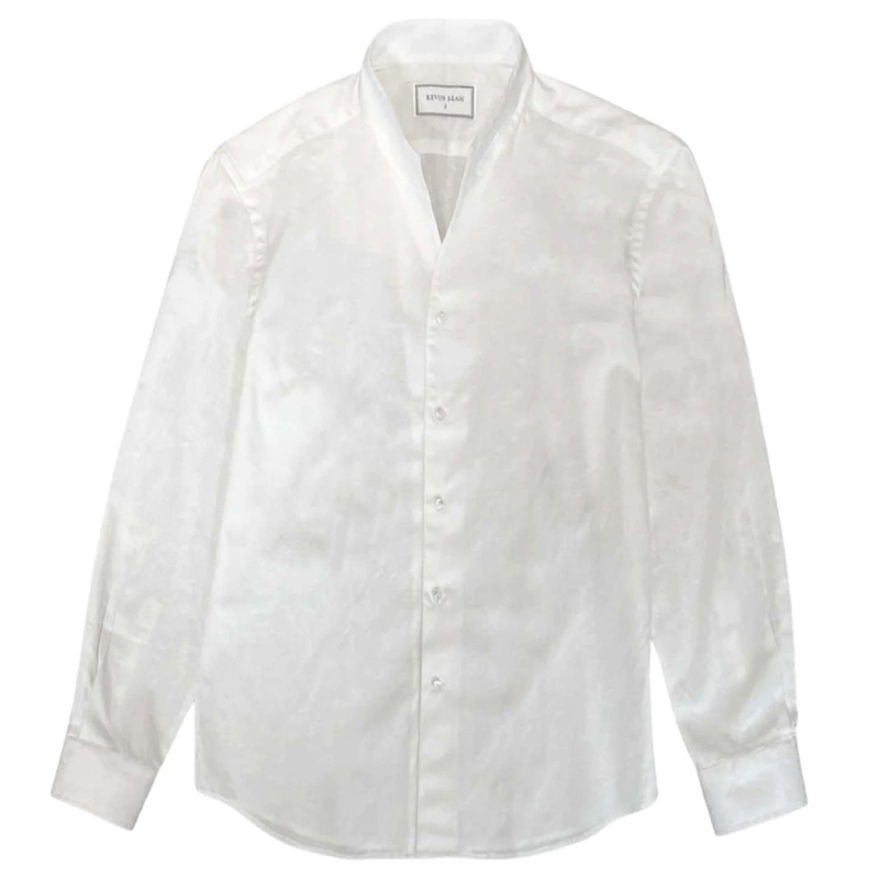 Count Collar Cotton Jacquard Long Sleeve Shirt (Made to order)
