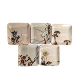 Hand-Painted Kato Kohei Kiln Floral Plate Set – Set of 5