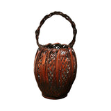 Japanese Ikebana Basket with Raised Plaits and Twisted Handle