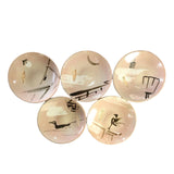 Hand-Painted Asahigama Meimeizara Plate Set of 5 – Seasonal Scenes of Uji, Kyoto