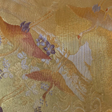 Reversible Golden Silk Obi Cushion - Cranes