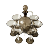 Art Deco Smoky Glass Cordial Set