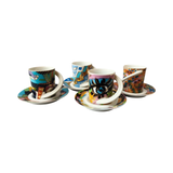 Vintage 1980’s set of 4 Rosenthal Cupola artists collection series Espresso Cups and Saucers
