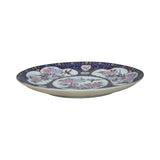 Vintage Floral Porcelain Plate with Pink Peonies and Flying Birds