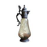 Vintage Baroque Glass and Pewter Carafe Wine Decanter