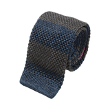 Blue & Grey Striped Silk Knitted Tie