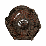 Tall Antique Japanese Bamboo Ikebana Basket with Natural Root Handle