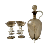 Art Deco Smoky Glass Cordial Set