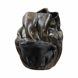 Vintage Postmodernist Crumpled Metallic Glazed Sculptural Vase