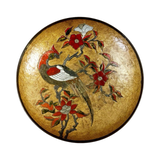 Vintage Cloisonné Brass Bowl with Bird & Flowers