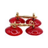 Antique 1920’s French cufflinks buttons set 18k gold set with carnelian