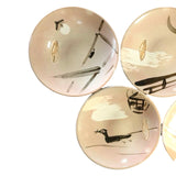 Hand-Painted Asahigama Meimeizara Plate Set of 5 – Seasonal Scenes of Uji, Kyoto