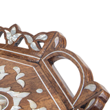 Walnut Wood & Mother of Pearl Inlay Serving Tray