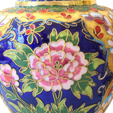 Vintage Pair Of Chinese Gilt Floral Cloisonné Vases With Peonies