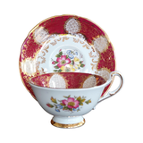 Vintage 1950’s Paragon English fine bone china wide rim floral teacup & saucer
