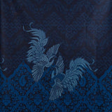 Hand Printed Silk Screen Floral & Cendrawasih Bird Indonesian Cotton Batik - Navy