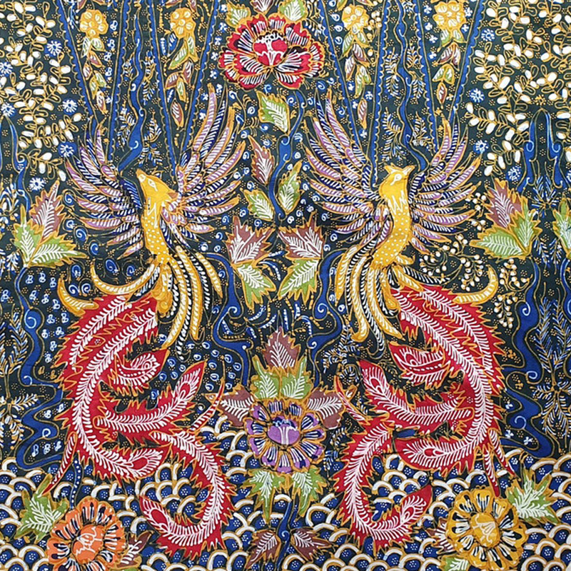 Black and Blue phoenix Hand Drawn Indonesian Cotton Batik Tulis