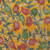Hand Painted Kalamkari Silk Cotton - YELLOW
