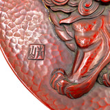 Vintage Hand-Carved Foo Lion Lacquer Plate