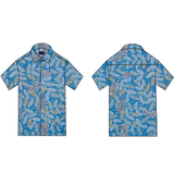 Traditional Indonesian Silk Cotton Batik Tulis with Blue Leaf Pattern